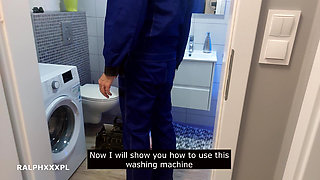 Housewife Stuck in Washing Machine and Plumber Fucked Her