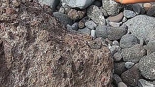 My Naked Short-haired Wife Sucks My Cock Outdoor on a Beach