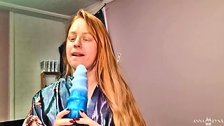 Stretching My Pussy On A Huge Fantasy Dildo