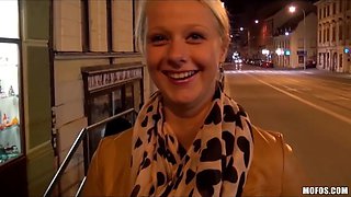Lovely blonde czech college girl is paid for porn in public