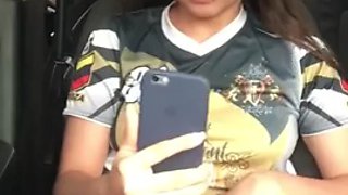 Sexy soccer player has a hot video call with her boyfriend