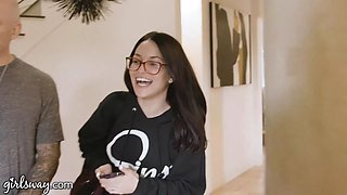 Girlsway Angela White heads hard and rough with Kissa Sins