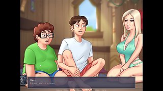 Cartoon threesome, classmate, in russian