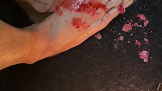 Really Nice Tiny Feet with Red Long Toes with Candle Wax