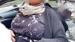Public car fucking with a cheating hijab wife risky outdoor sex with loud moans and hard pounding