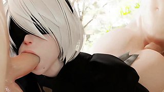 Cool 3D Animation Compilation of 2B with Big Nice Titties