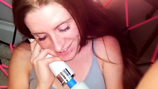 Cute teen GF masturbates with dildo toy