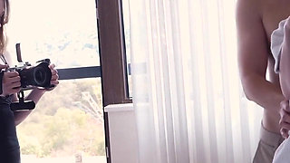 Behind the Scenes! Cute Girl Filming Her Sexy Stepsister in Porn!