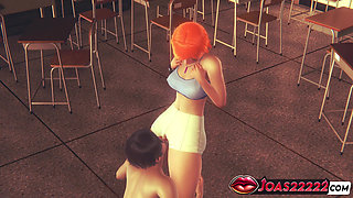 Redhead Teen Pussy Licking & Fingering - Intense Orgasm in 3D Hentai Animation