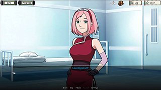 Sakura from Naruto in an animated hentai adventure
