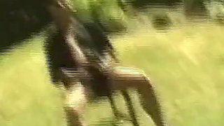 Two Beautiful MILFs Ass Fucked and Cummed in Mouth by Monster Black Cock Outdoors
