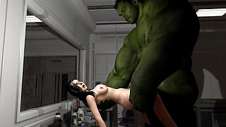 Hot Milf Nailed By Green Monster Cock and Creampied