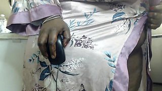 African Stepmum Stripteasing and Masturbating at Then Kitchen