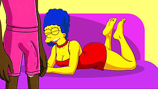 Wife Cheats on Her Husband with a Fitness Trainer. Cartoon. Simpsons Parody