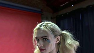 Big Boobed Blonde Masturbates With A Dildo In The Bathroom