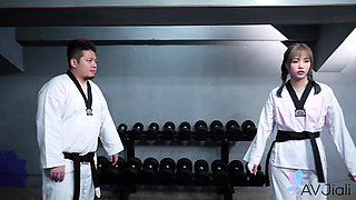 Bad bad fucks her karate master in the dojo