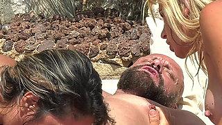 Two Busty MILF's Give Their Holes to This Fat Dick