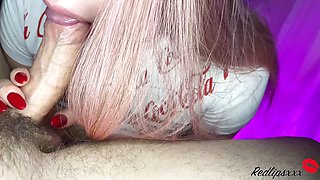 Sexy Girlfriend Sucking Dick and Tits Fuck Before Bedtime - Closeup