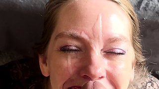 Amateur Blonde Blowjob handjob and cumshot