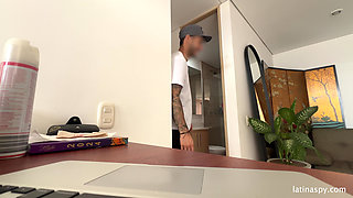 Maid with Huge Ass Cleans Apt Then Jerks Her Boss Part 1