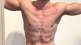 Fit twink drinks his massive cumshot