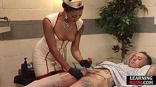 Speculum nurse toying and fingering Submissives butt