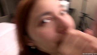 Redhead girl got a huge facial after sex