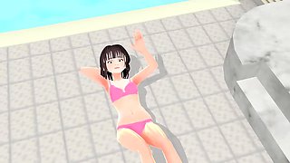 Toyota Nono Animation girl shakes her big tits with bikini