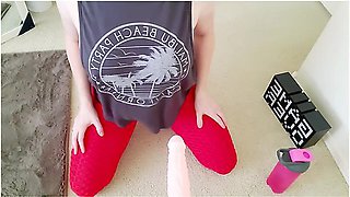 Joi From Personal Trainer With Puffy Pussy Lips Goes Into A Hot Downward Doggy Pose!