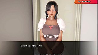 Mischievous guy has a wild fantasy about his busty maid in this steamy episode