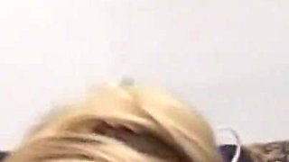 Skinny blonde gets fucked by two guys