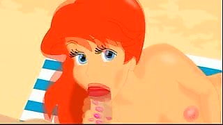 Cartoon porn with princess Ariel giving a blowjob
