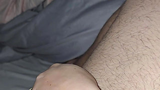 Step mom hand want to handjob step son dick in erection