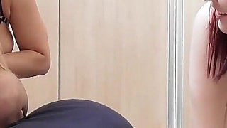 Two Stunning Chicks Face Fucking Their Slave