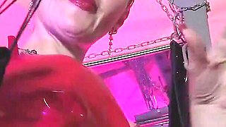 Dominatrix Eva Latex Fetish Femdom Mistress Red Rubber Solo Stockings Big Ass MILF Sexy Hot Heels Panties BDSM