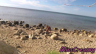 Strangers caught my wife touching and FUCKING my BIG COCK on a public nude beach - Real amateur french - MissCreamy