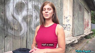 Tiffany shows her white panties on the street