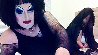 Heavy Makeup Sissy SlutDebra strokes herself for web fans
