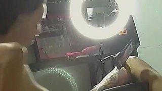 My Strap on Stories - He Cums Nonstop From a Hard Pegging with 2 Dildos While I Suck Him off. 4 View