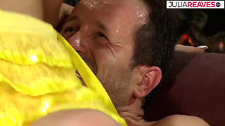 Sexy girl rides a huge cock after blowjob on the sofa