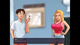 Stepmom with big boobs in an anime schoolgirl fantasy