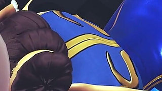 Chun Li Street Fighter 6 Blowjob - Sexy Cosplay Anime Girl Sucks Big Cock Deepthroat with Facial Cumshot and Gets POV Titfuck