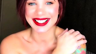 Glamour babe with big boobs masturbates in lingerie