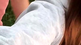 Fucking Hard My Best Friend's Hot Girlfriend in Forest While He Setting up a Tent and Building a Bonfire