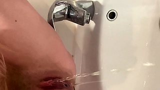 Amateur redhead masturbates then gives a blowjob