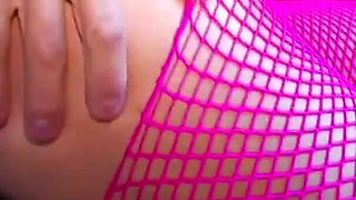 Brunette teen in fishnet gets fucked outdoors