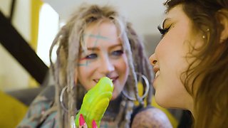Punk Chick's Tattooed Cock Swap POV
