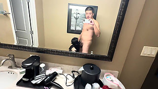 Sneaky doggystyle with married MILF in hotel bathroom to avoid her husband