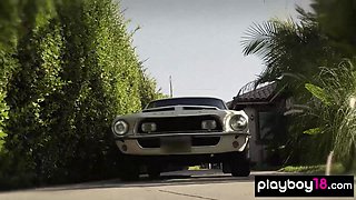 Blondie mommy and raunchy 18-year-olds washing a car