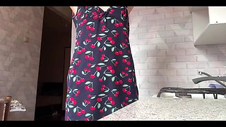 Student Masturbates in the Kitchen in Panties